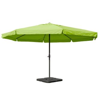 Hhg Hhg - Nunca Usado] Parasol Meran Pro, Sombrilla De Hosteler&iacute;a Con Cenefa &Oslash; 5m Poli&eacute;ster/aluminio 28kg, Verde Con Soporte