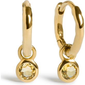 Monica Vinader Birthstone Huggie Hoop Earrings in 18K Gold Vermeil/citrine at Nordstrom