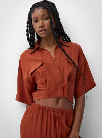 Icone Womens Elastic waist cropped blouse