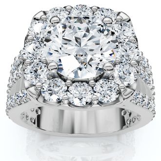 Pompeii3 Certified 4Ct Diamond 3-Row Engagement Ring 14k Gold Lab Grown