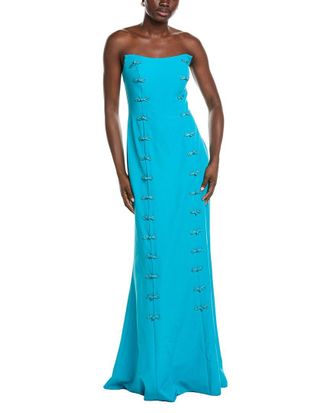 Rene Ruiz Strapless Scoop Neck Column Gown