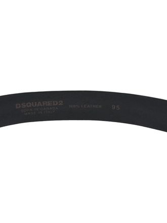 Dsquared2 Mens Logo Leather Buckle Belt Black Accessories >