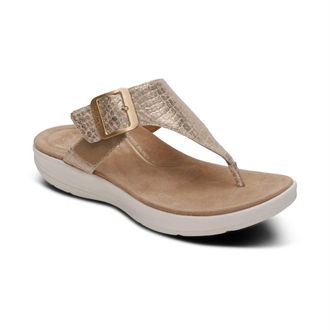 Aetrex Womens Donna Adjustable Thong Sandal In Champagne