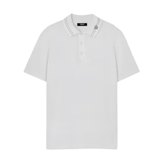 Versace Polo Shirts, male, White, Size: XL Embroidered Cotton Piqu&eacute; Polo