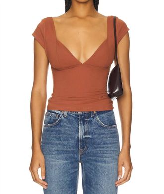Free People Duo Corset Cami In Chocolate Malt