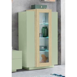Dmora Vitrina Severino, Mueble Expositor 7 Estantes, 3 Puertas Made In Italy, 10 Compartimentos, 80x38x120.5h Cm Verde