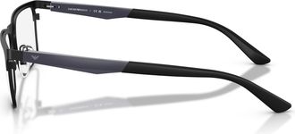Emporio Armani 0ea1183 Rectangular Matte Black Metal Eyeglasses with Two-Tone Temples