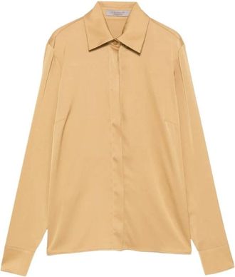 D.exterior Satin Finish Long-Sleeve Shirt - female - D.Exterior - Shirts - Yellow - S - Blouses & Shirts