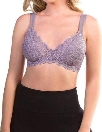 Leading Lady Scalloped Lace Underwire Full Figure Bra In Dusty Lavender