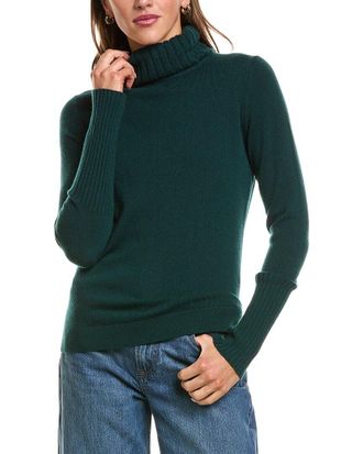 Fort&eacute; Cashmere Chunky Trim Turtleneck 100% Cashmere Sweater