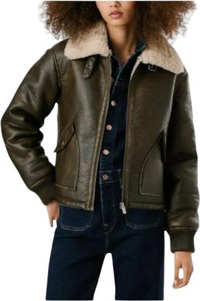 Pepe Jeans London Shearling Bomber Jas - Dames - Jassen - Groen - XS - Jassen