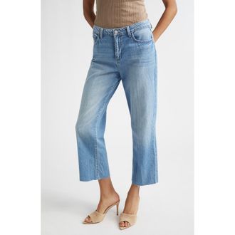 L'agence Wanda High Waist Raw Hem Crop Wide Leg Jeans in Anaheim at Nordstrom, Size 24