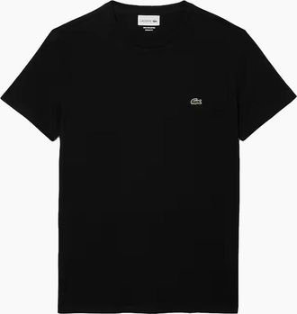 Lacoste Mens Lacoste Cotton Pima Crew Neck T-Shirt Black - Size: 42