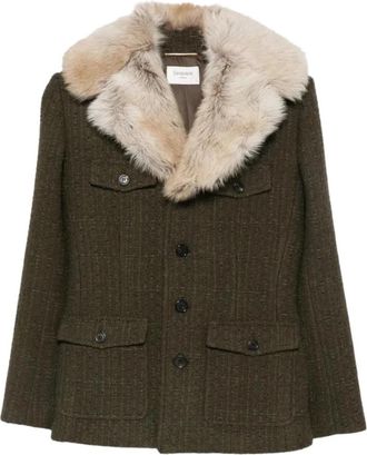 Saint Laurent Veste Base Ve 09 Tweed Relief 3185 - Dames - Jassen - Groen - S - Tweed - Jassen