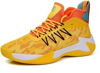 Generic Mens Basketball Shoes are Breathable Anti Slip Wear-Resistant Fashionable Sports Training Boots Walking Shoes(Yellow,8.5 UK)