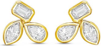 Diana M. Jewels 14K YG Gold 3 Stone Bezel Earrings 10.00 Ct Tw
