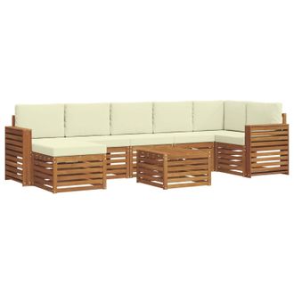 vidaXL Conjunto De Sof&aacute;s De Exterior Con Coj&iacute;n 8 Pcs Natural Y Crema Vidaxl