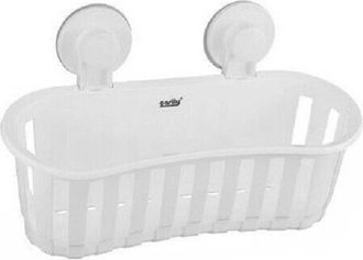 Trade Shop Trade Shop - Cesta Contenedor Para Objetos Con Ventosa Accesorios De Ba&ntilde;o Blanco 30x10cm 59553