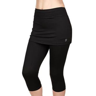 Sofibella UV Staples Abaza 13in Womens Tennis Skirt with Capri Leggings in Black at Nordstrom, Size X-Large