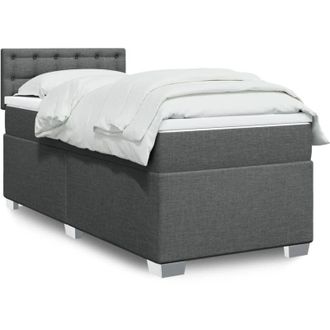 vidaXL Vidaxl - Cama Box Spring Con Colch&oacute;n Tela Gris Oscuro 90x190 Cm