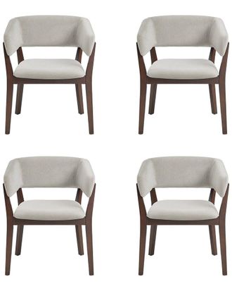 Manhattan Comfort Set Of 4 Blake Dining Armchairs With Beech Wood Legs