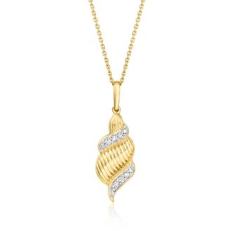 Ross-Simons Diamond Spiral Pendant Necklace in 18kt Gold Over Sterling