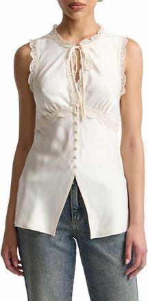 Avec Les Filles Lace Trim Keyhole Shell in Ivory at Nordstrom, Size X-Large