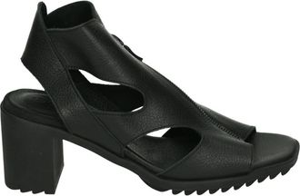 Arche Zwarte sandaal met latex zool - Dames - Sandalen met hakken - Zwart - 38 EU - Leer - Schoenen