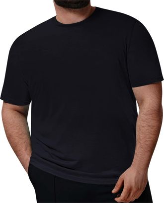 Generic Y2K Top, Short Sleeve T Shirts for Men Plus Size Crew Neck Solid Tee Shirts Breathabal Quick Dry Performance Sports Gym Tops Muscle Fit T Shirt Golf M