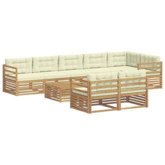 vidaXL Conjunto De Sof&aacute;s De Exterior Con Coj&iacute;n 9 Pcs Blanco Y Crema Vidaxl
