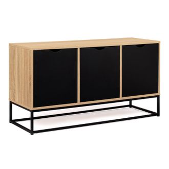 IDMarket Credenza Bassa A 3 Ante, Nera, Design Industriale Boston
