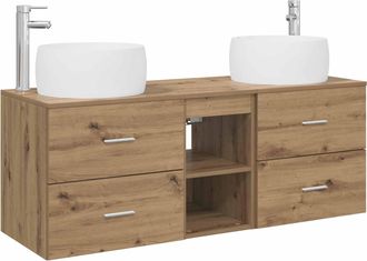 vidaXL Juego De Muebles De Ba&ntilde;o 3 Uds. Roble Artisan Vidaxl