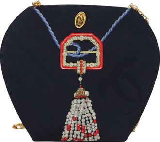 Cartier Navy Cotton Shoulder Bag (Pre-Owned)