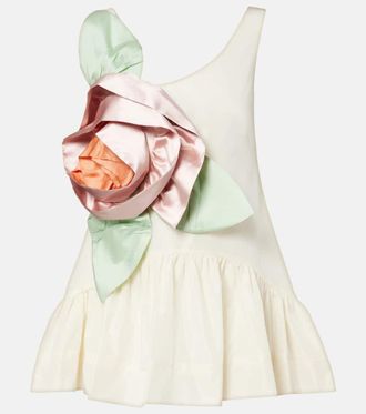 Simone Rocha Top Rosette de tafet&aacute;n con aplique floral