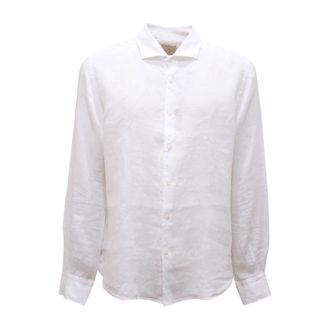PORTOFIORI Camicia 2830Ss Custom Fit Linnen Shirt - Heren - Casual Overhemden - Wit - 3XL - Linnen - Overhemden