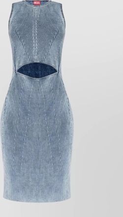 Diesel ribbed texture crew neck dress with cut-out detail