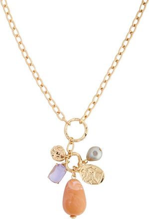 Saachi Saachi 14K Long Stone Charm Necklace