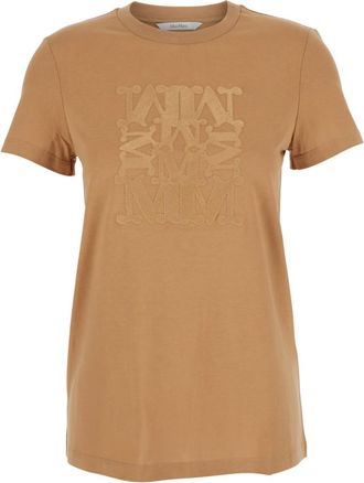 Max Mara Beige Logo Crew Neck T-Shirt