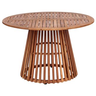 Beliani Beliani - Mesa De Exterior De Madera De Acacia Clara Con Tablero De Listones Redonda De 120 Cm Agello