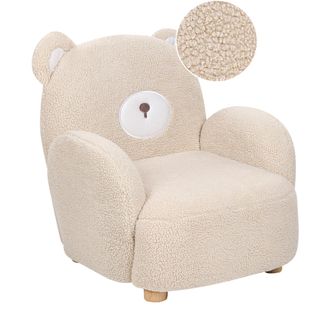 Beliani Silla Con Forma De Oso Tapizada En Poli&eacute;ster De Imitaci&oacute;n De Piel Con Reposabrazos De Felpa Muebles Para Ni&ntilde;os Beige Boo