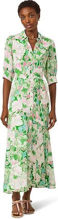 Lilly Pulitzer Larkyn Midi Shirtdress Womens Dress Putting Green Poppyland : 10, Viscose