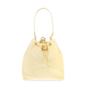 Balmain Bucket Bags, female, Yellow, Size: ONE SIZE Leather backpack