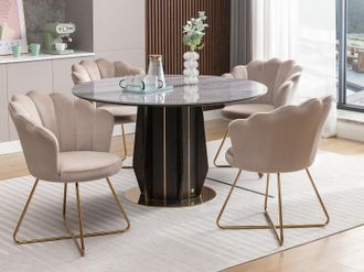 Vente-Unique Sedia Velluto e Metallo Beige - FIORI