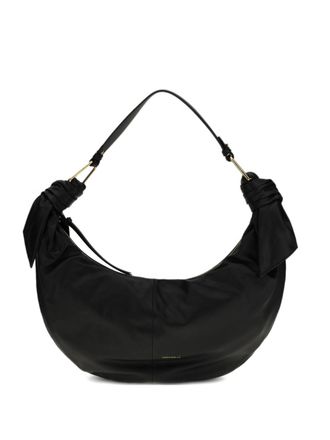 Coccinelle Furoshiki Crescent-Shaped Black Leather Handbag