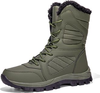 Generic Womens Winter Waterproof Snow Boots Mid-Calf Winter Shoes Warm Faux Fur Lining Boots Outdoor Travel Ankle Boots(Gr&uuml;n,7.5 UK)