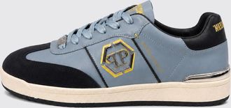 Philipp Plein Retro Hustle Leather Sneakers with Hexagon Logo
