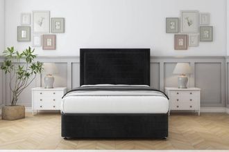 Comfort Beds Anna Naples Divan Set No Drawers-26 Headboard-Footboard in Black | Size: Single