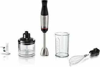 Bosch Mixeur Multifonctions 1000w Pied Inox Mini Hachoir Fouet Gobelet Noir I Msm6m622