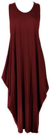 Generic New Womens Ladies Italian Lagenlook Tulip Parachute Stretchy Dress Long Tunic Top (One Size (Fits 8-18), Wine)