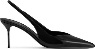 PARIS TEXAS Pointed Toe Slingback Heels with Slim Kitten Heel